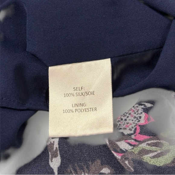 TANYA TAYLOR Luisa Mixed Print 100% Silk Wrap Dress Sz 6 Navy Pink - Picture 6 of 16